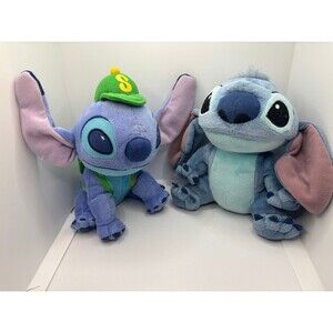 Disney Stitch Plush Bundle 8 inch Set Camper Backpack Hat Stitch Blue